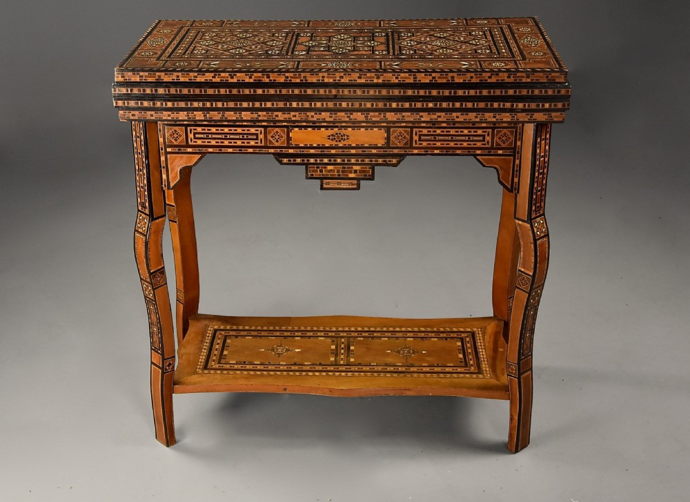 Highly decorative early 20th century Middle Eastern Damascus inlaid games table 