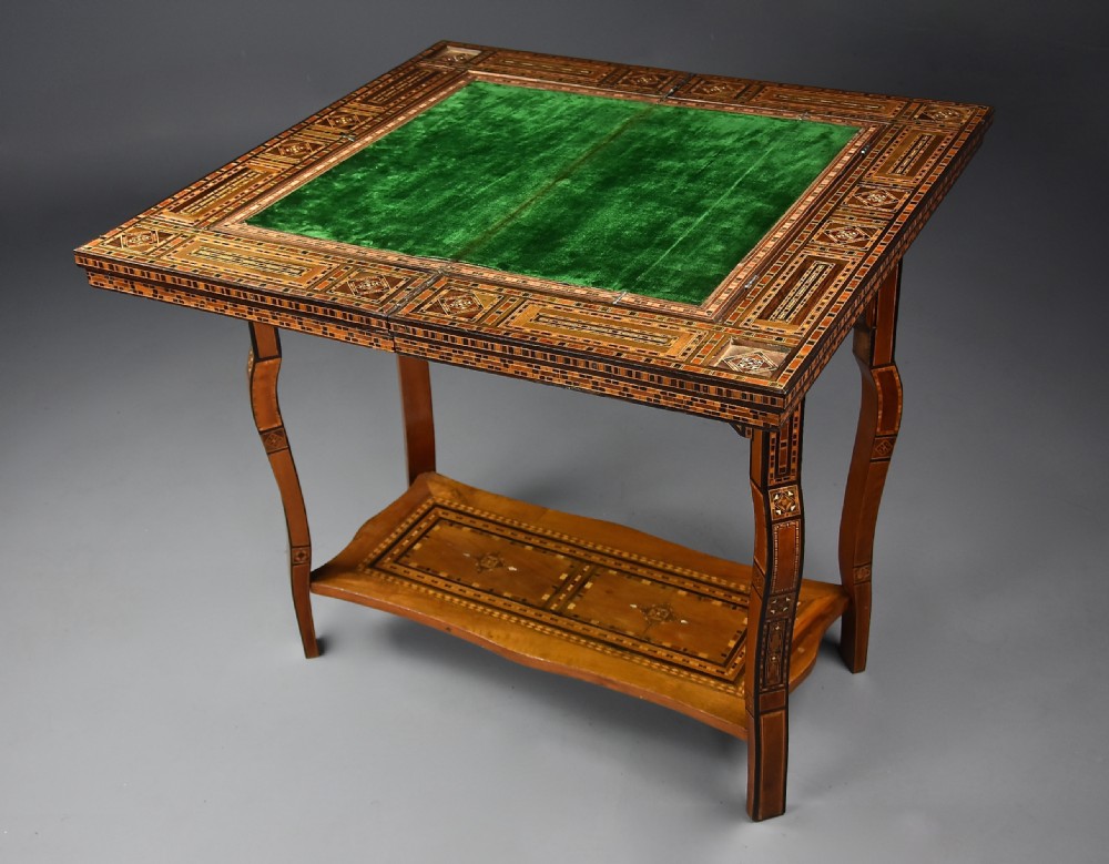 Highly decorative early 20th century Middle Eastern Damascus inlaid games table  View VII