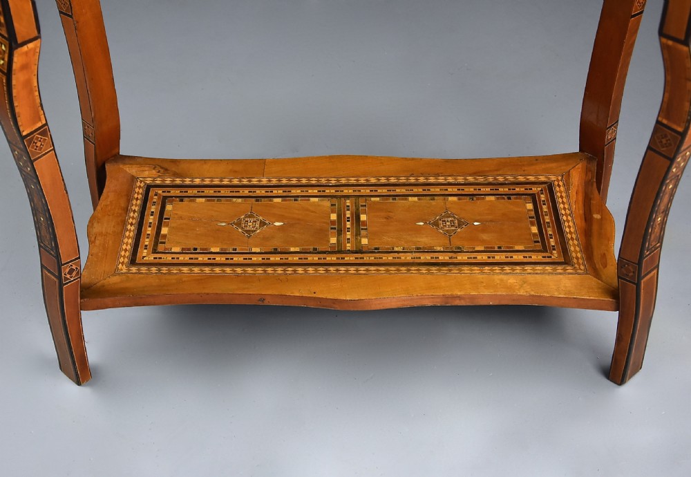 Highly decorative early 20th century Middle Eastern Damascus inlaid games table  View XV