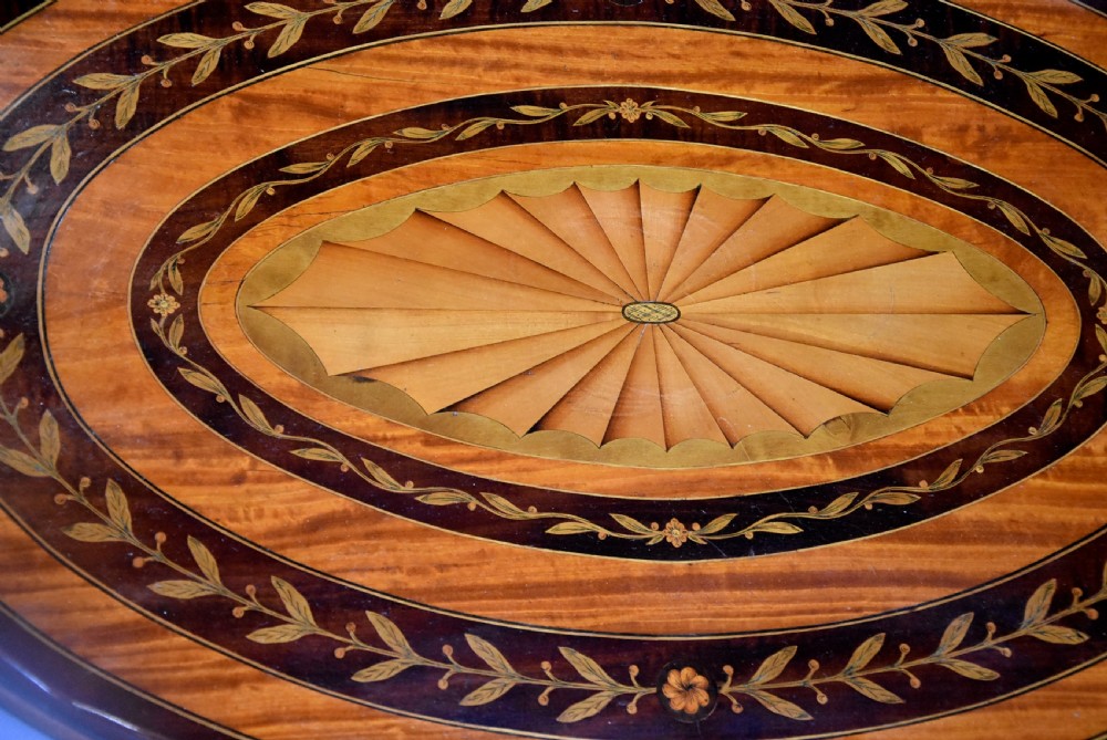 Fine quality Edwardian oval inlaid marquetry tray View VI