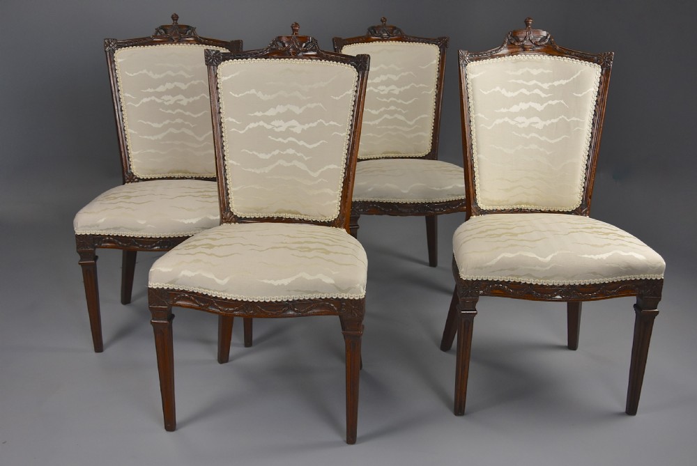 Set of four late 18th century Continental walnut chairs, possibly Italian