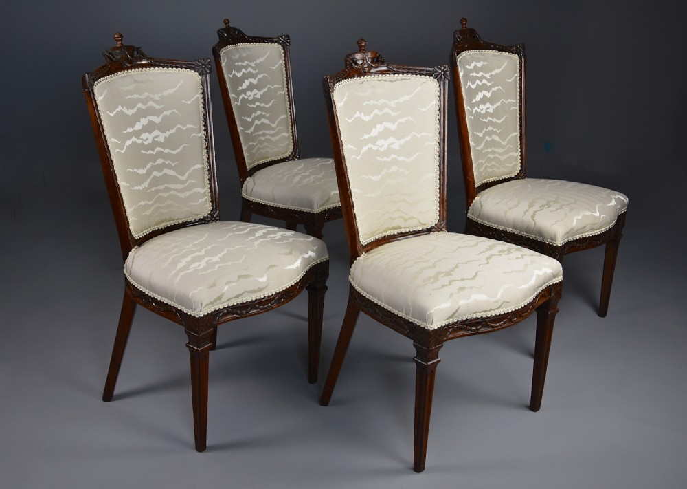 Set of four late 18th century Continental walnut chairs, possibly Italian View V