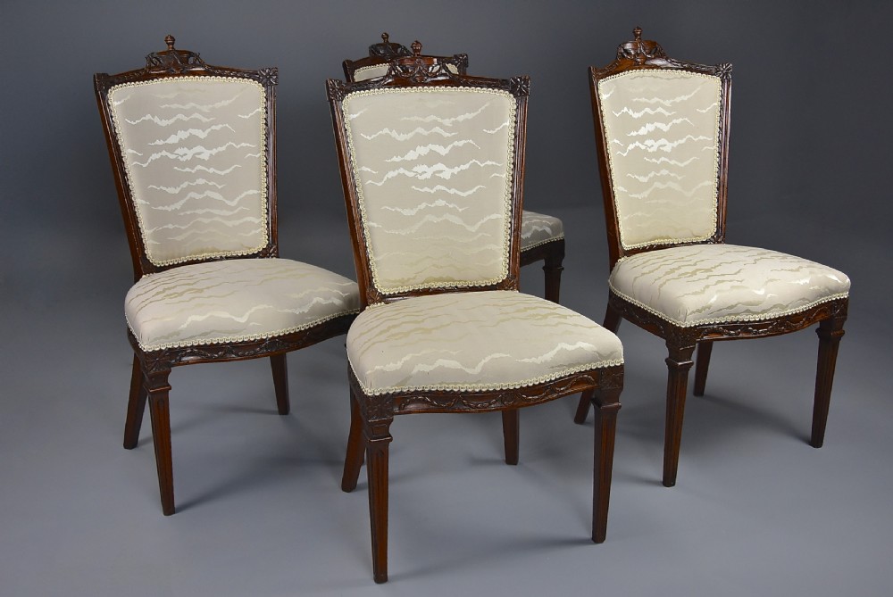 Set of four late 18th century Continental walnut chairs, possibly Italian View VI