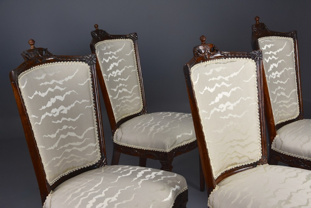 Set of four late 18th century Continental walnut chairs, possibly Italian View VIII