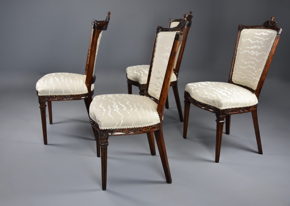 Set of four late 18th century Continental walnut chairs, possibly Italian View XII