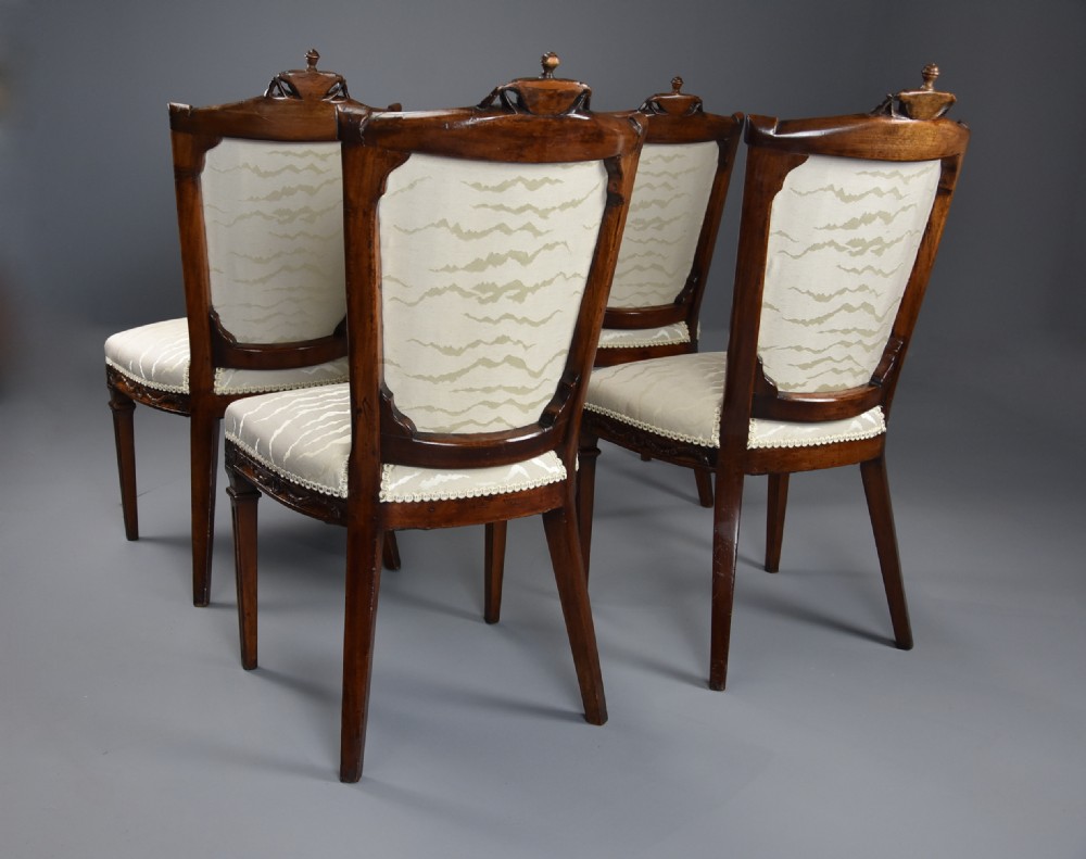 Set of four late 18th century Continental walnut chairs, possibly Italian View XVI