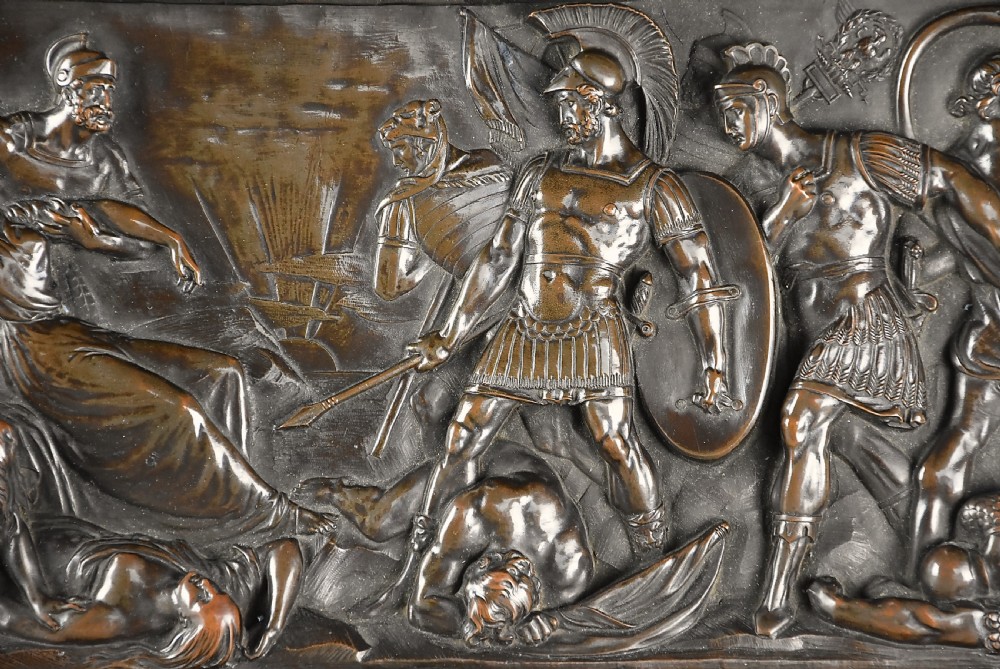 Late 19th century fine quality framed bronzed plaque of a Classical battle scene, with ‘Elkington’ makers mark View VI