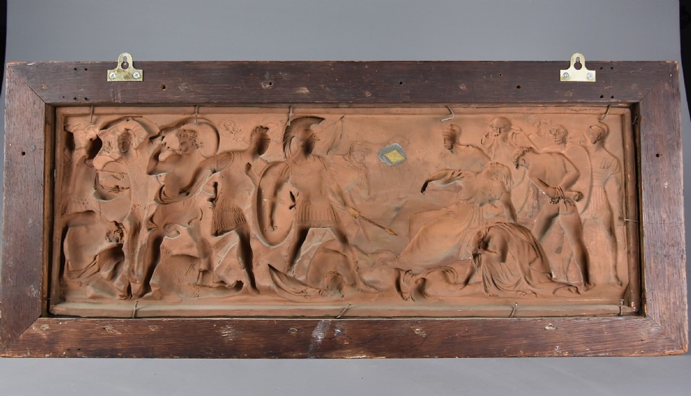 Late 19th century fine quality framed bronzed plaque of a Classical battle scene, with ‘Elkington’ makers mark View X