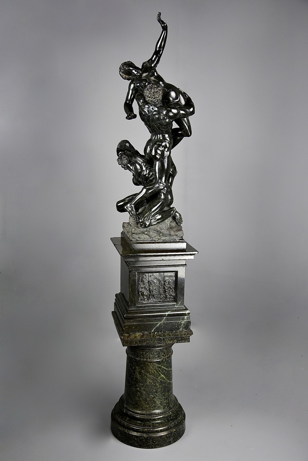 Large 19thc Italian Grand Tour verde Prato sculpture of the ‘Abduction of the Sabine women’ after the original by Giambologna 
