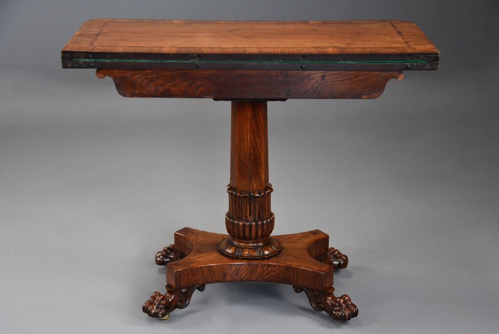 Fine quality William IVth pollard oak card or games table View XV
