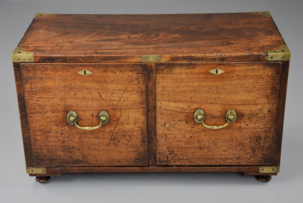 Mid 19thc camphor wood Campaign two drawer chest of superb patina View IV
