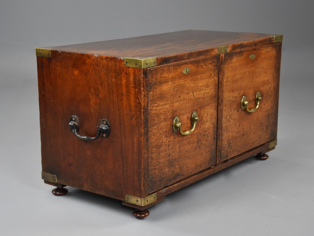 Mid 19thc camphor wood Campaign two drawer chest of superb patina View VII
