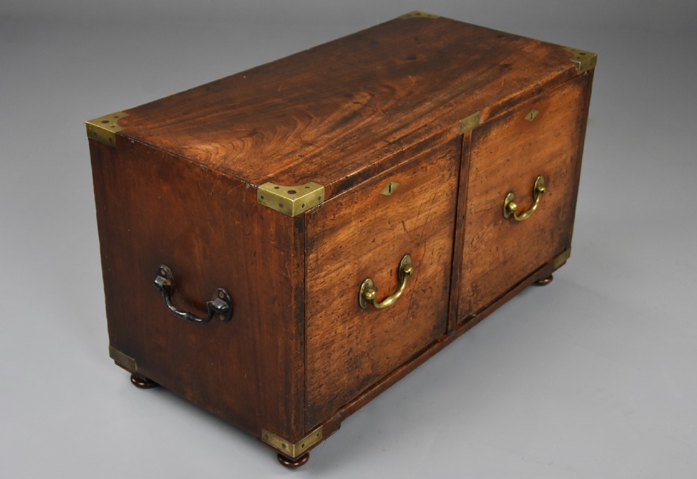 Mid 19thc camphor wood Campaign two drawer chest of superb patina View VIII