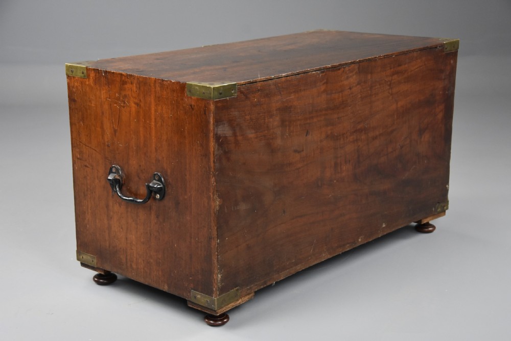 Mid 19thc camphor wood Campaign two drawer chest of superb patina View XIII