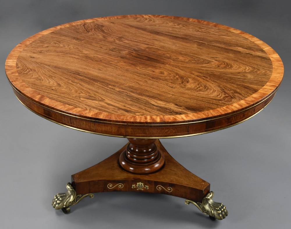 Fine quality Regency rosewood tilt top centre table of fine patina View VI