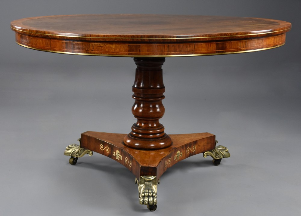 Fine quality Regency rosewood tilt top centre table of fine patina View VIII