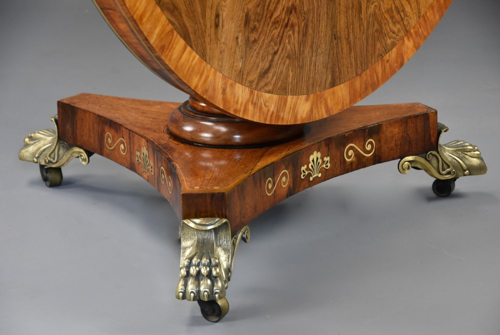Fine quality Regency rosewood tilt top centre table of fine patina View XI