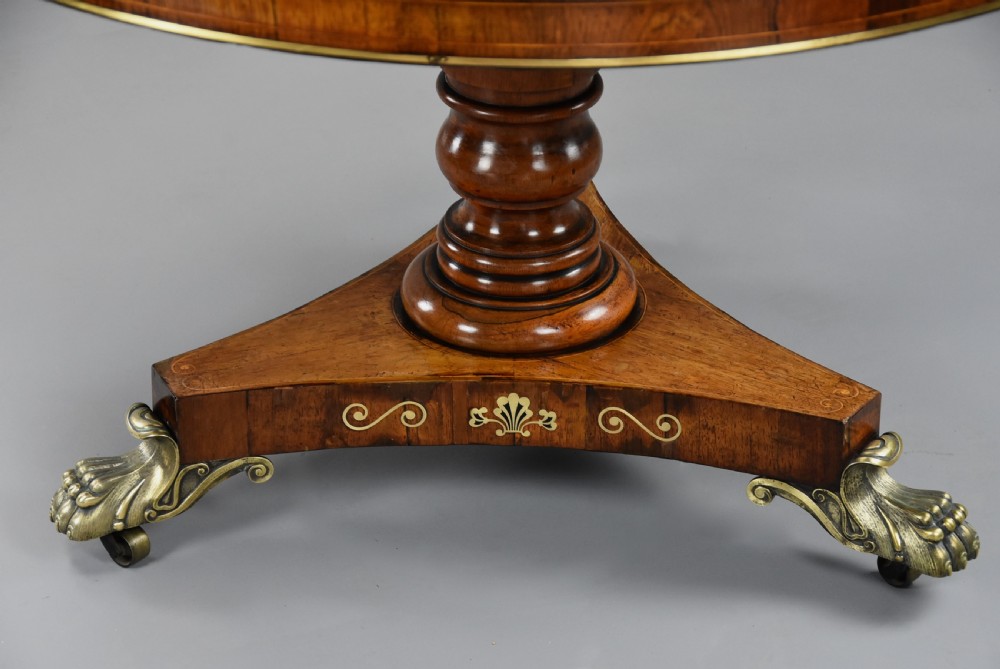 Fine quality Regency rosewood tilt top centre table of fine patina View XII