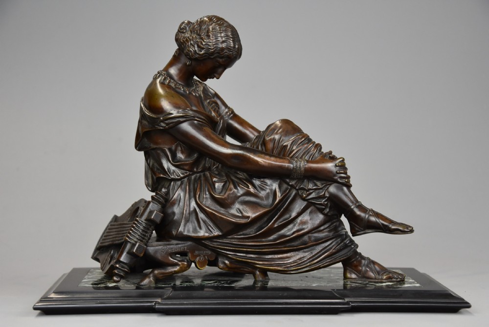 Fine quality late 19th century bronze figure of Sappho, signed ‘Pradier’