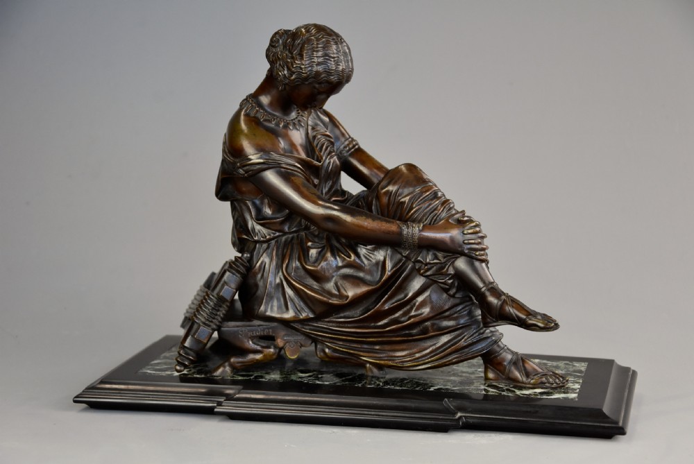 Fine quality late 19th century bronze figure of Sappho, signed ‘Pradier’ View II