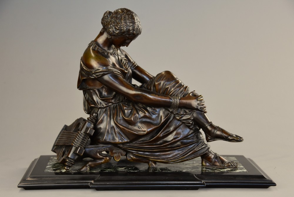 Fine quality late 19th century bronze figure of Sappho, signed ‘Pradier’ View IV