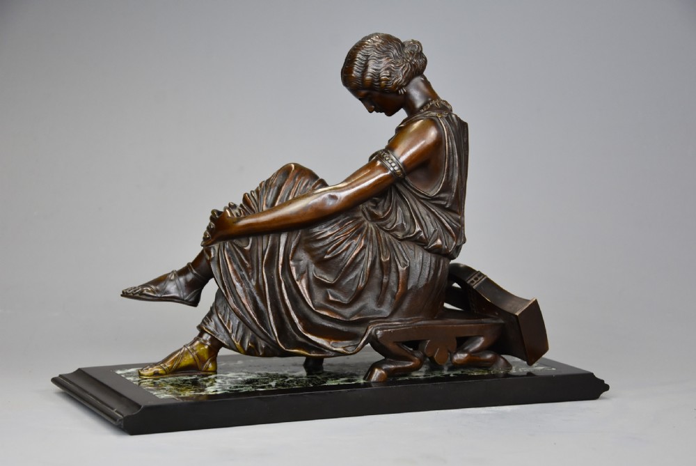 Fine quality late 19th century bronze figure of Sappho, signed ‘Pradier’ View VIII