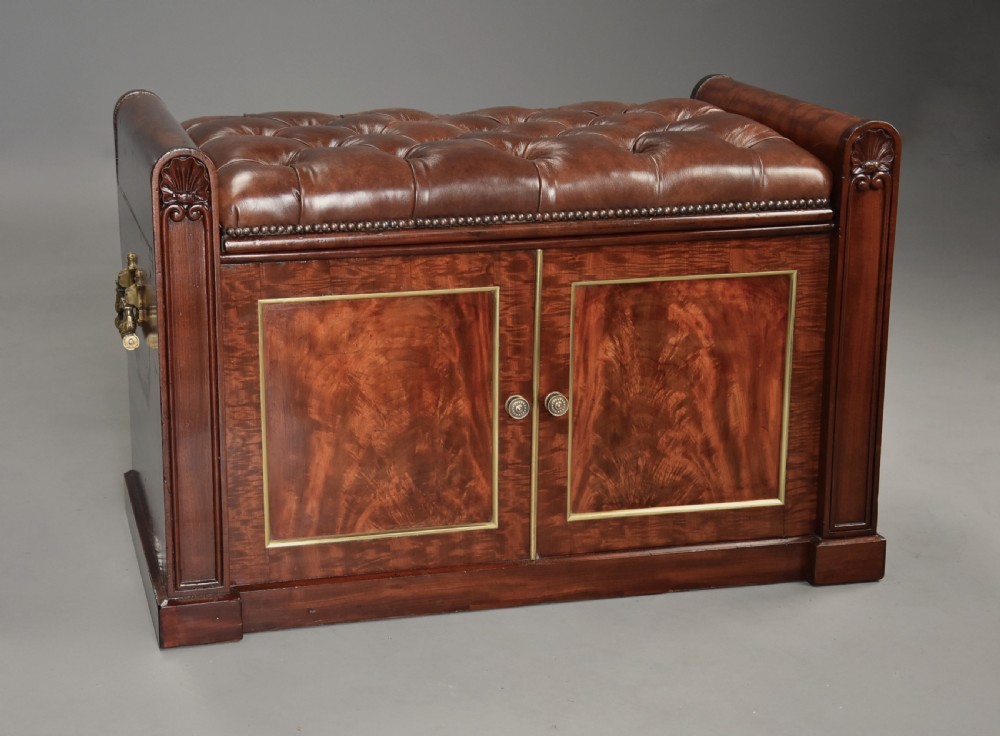 Fine quality William IV mahogany ottoman with leather top View II