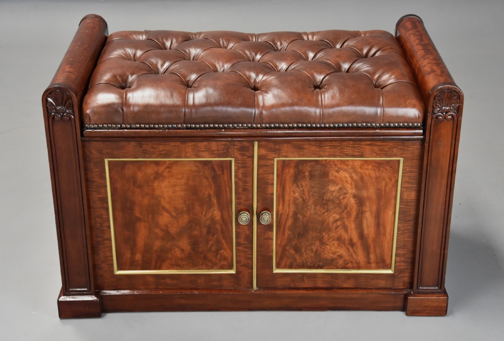 Fine quality William IV mahogany ottoman with leather top View VII
