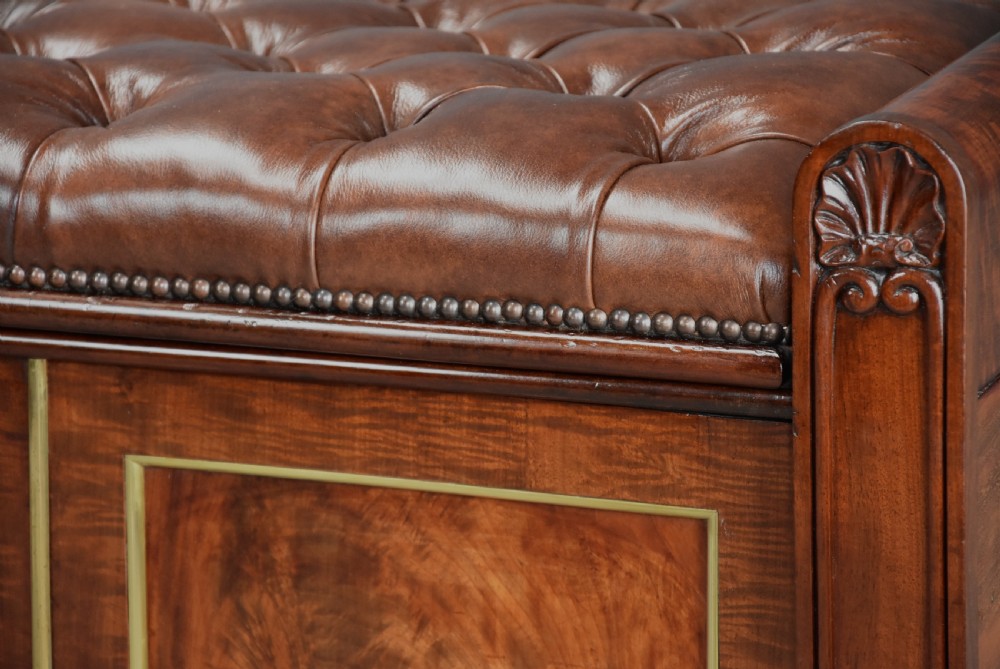 Fine quality William IV mahogany ottoman with leather top View VIII