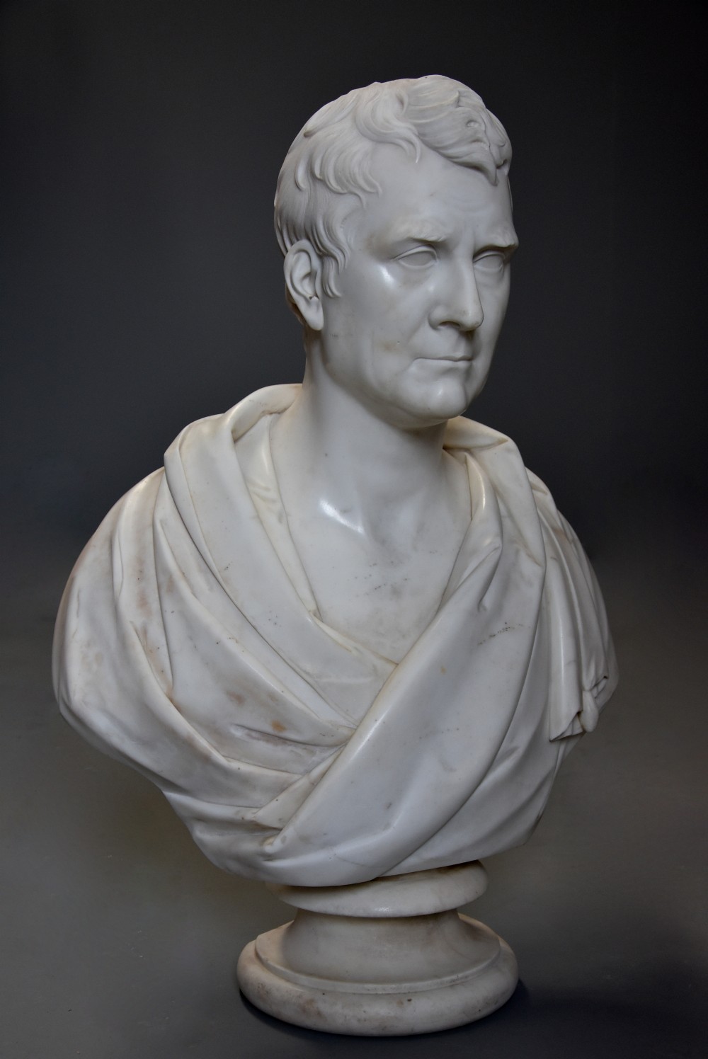 19thc large fine quality marble bust of James Loch MP 1839 signed 'J Francis' (1780-1861)