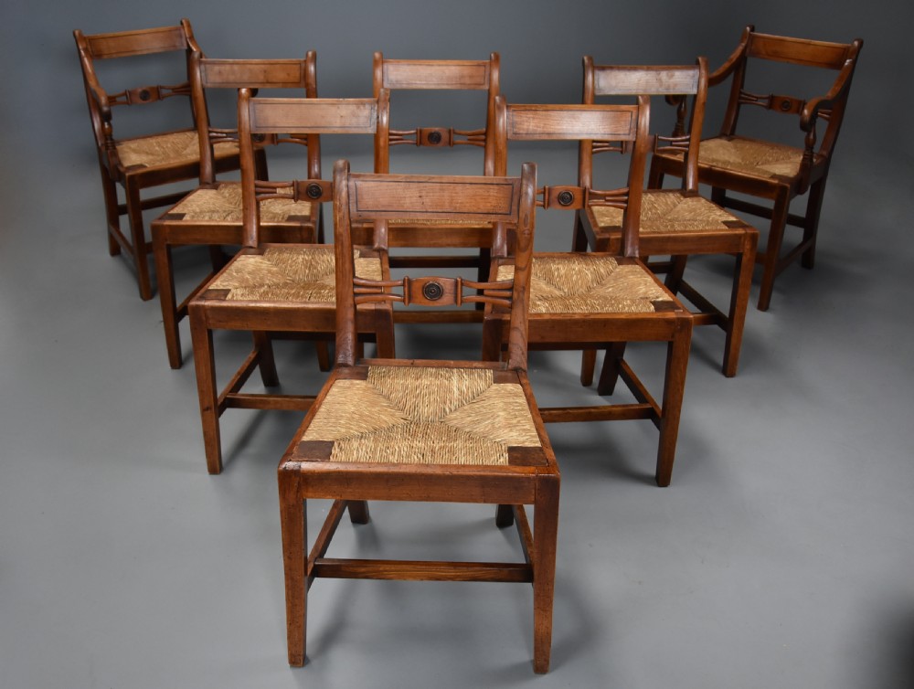 Charming set of eight early 19thc elm country chairs of good patina, probably East Anglian  View II