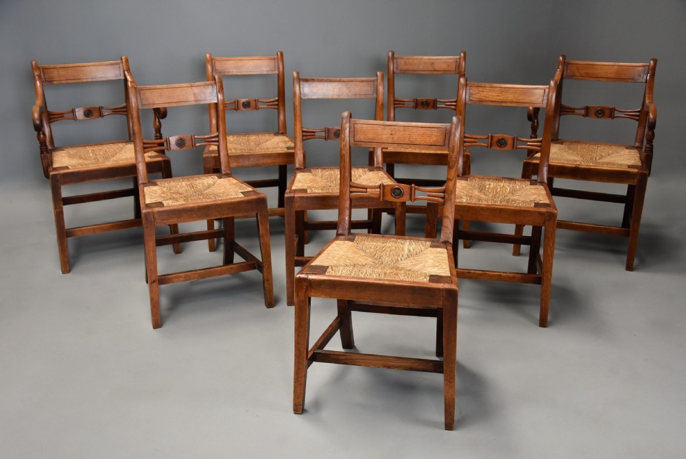 Charming set of eight early 19thc elm country chairs of good patina, probably East Anglian  View III