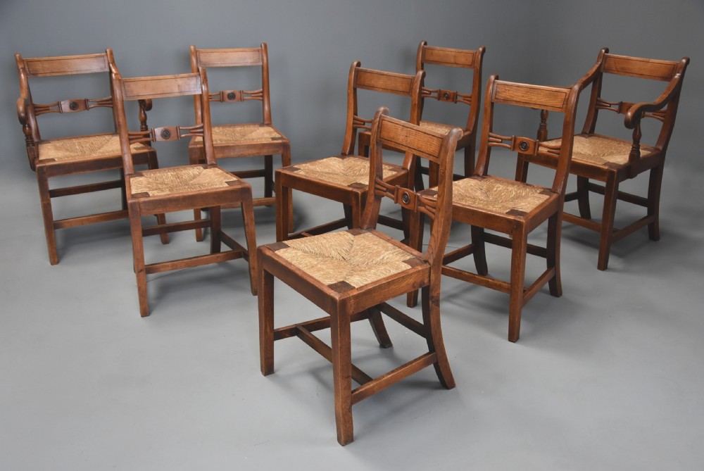 Charming set of eight early 19thc elm country chairs of good patina, probably East Anglian  View VI