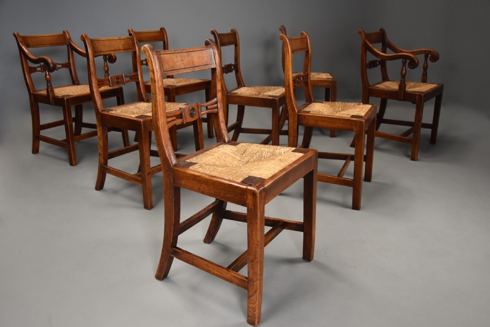 Charming set of eight early 19thc elm country chairs of good patina, probably East Anglian  View VII