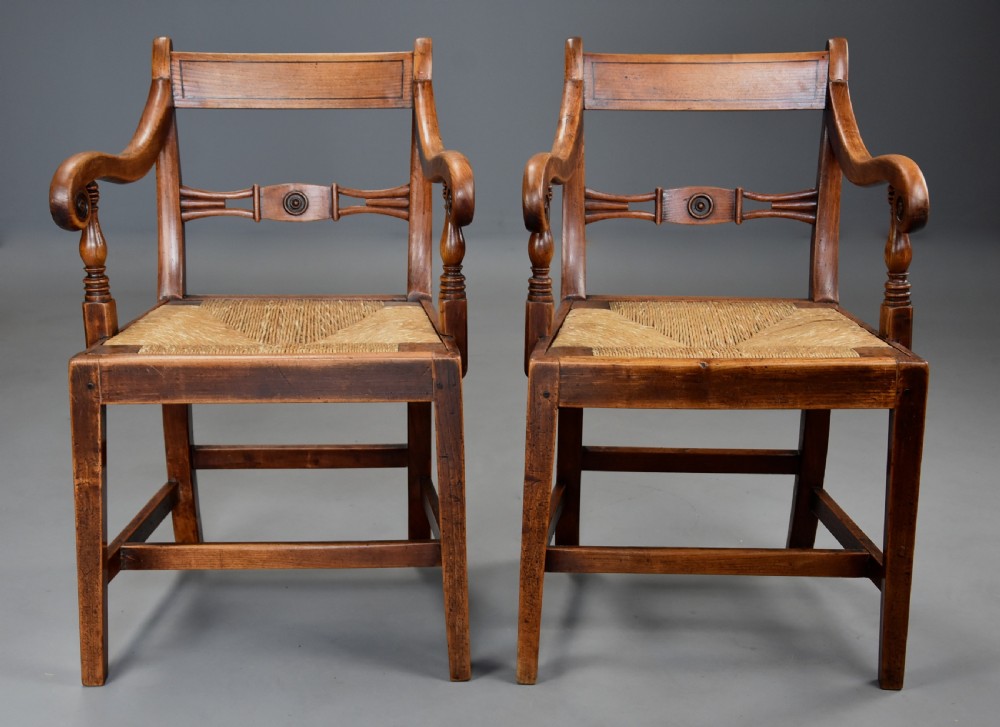 Charming set of eight early 19thc elm country chairs of good patina, probably East Anglian  View X