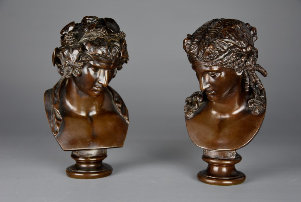 Superb pair of French 19thc Grand Tour busts of Antinous as Dionysus and Ariadne View IV