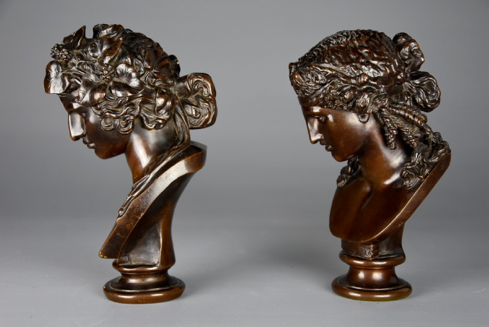 Superb pair of French 19thc Grand Tour busts of Antinous as Dionysus and Ariadne View VI