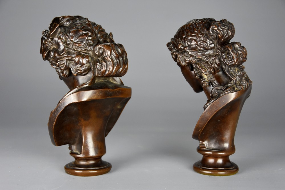 Superb pair of French 19thc Grand Tour busts of Antinous as Dionysus and Ariadne View IX