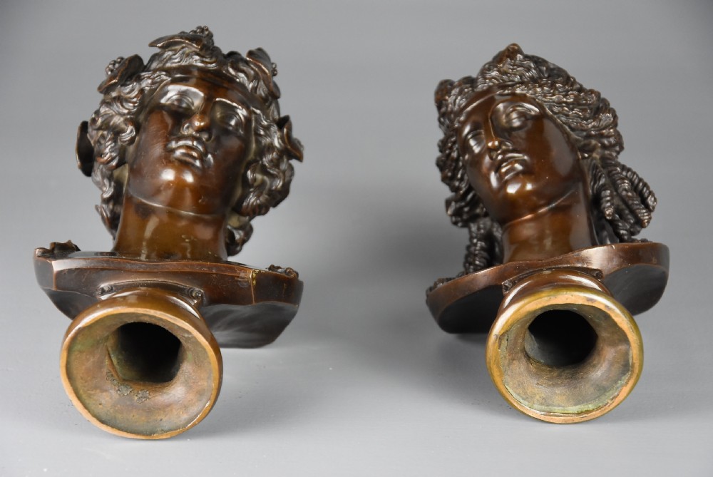 Superb pair of French 19thc Grand Tour busts of Antinous as Dionysus and Ariadne View XI