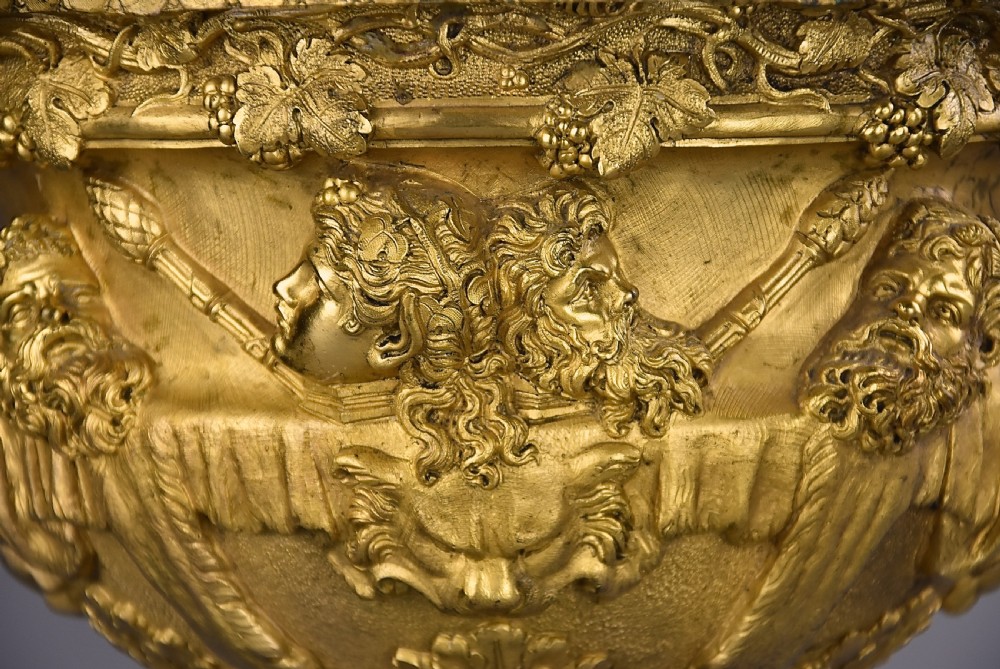 Fine quality 19thc  Grand Tour gilt bronze reduction of 'The Warwick Vase', after the antique, stamped ‘A.D Delafontaine’ View III