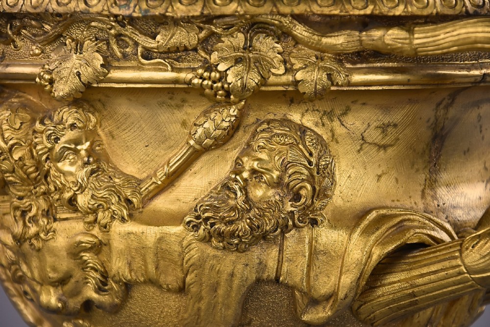Fine quality 19thc  Grand Tour gilt bronze reduction of 'The Warwick Vase', after the antique, stamped ‘A.D Delafontaine’ View VII