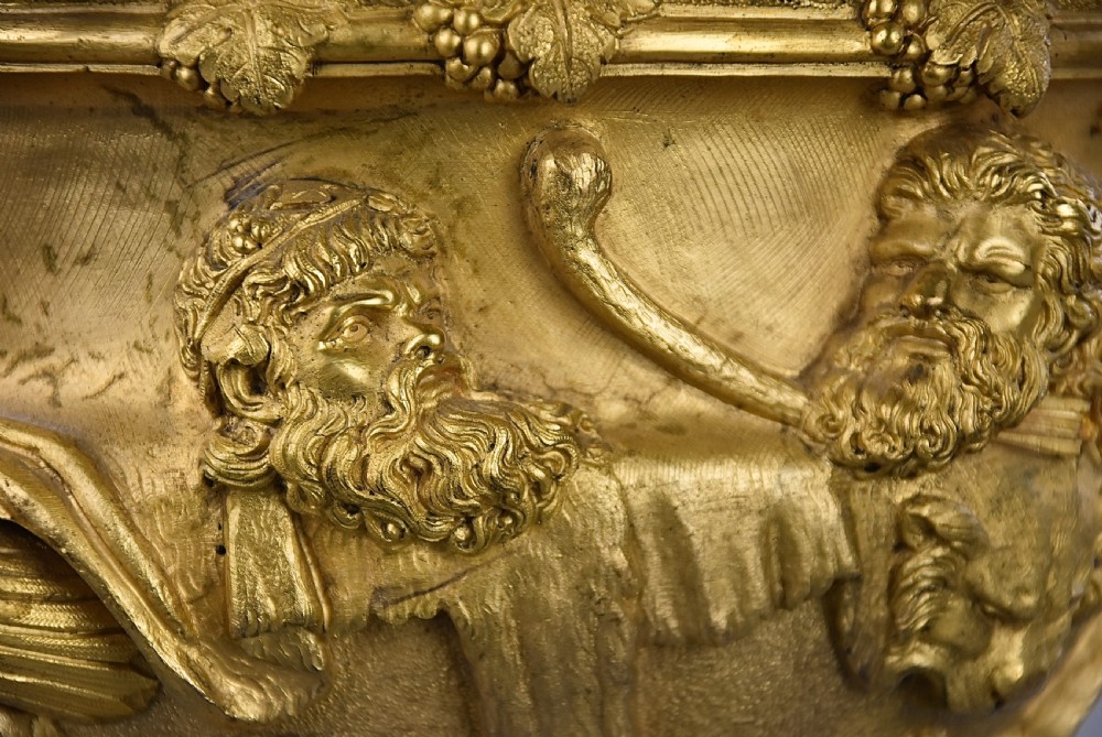 Fine quality 19thc  Grand Tour gilt bronze reduction of 'The Warwick Vase', after the antique, stamped ‘A.D Delafontaine’ View VIII