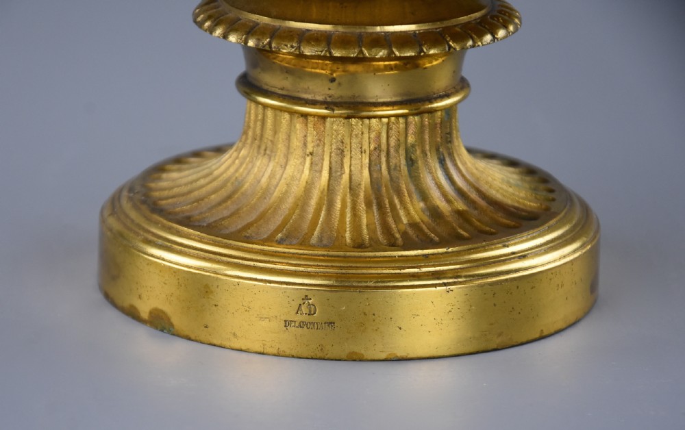 Fine quality 19thc  Grand Tour gilt bronze reduction of 'The Warwick Vase', after the antique, stamped ‘A.D Delafontaine’ View XI