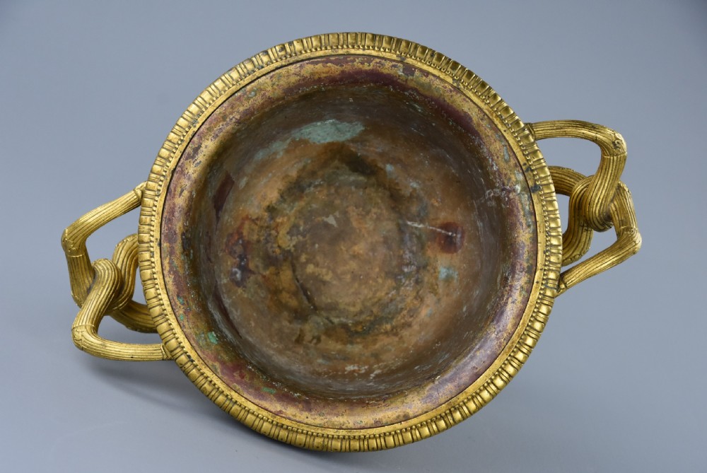 Fine quality 19thc  Grand Tour gilt bronze reduction of 'The Warwick Vase', after the antique, stamped ‘A.D Delafontaine’ View XIII