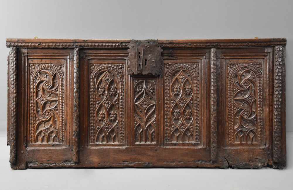 Rare late 15th century French finely carved oak panel 