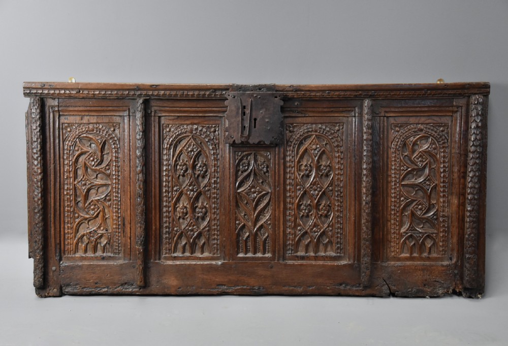 Rare late 15th century French finely carved oak panel  View II