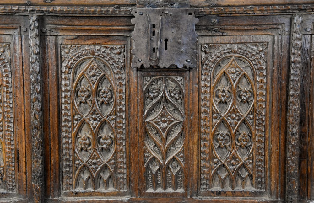 Rare late 15th century French finely carved oak panel  View III