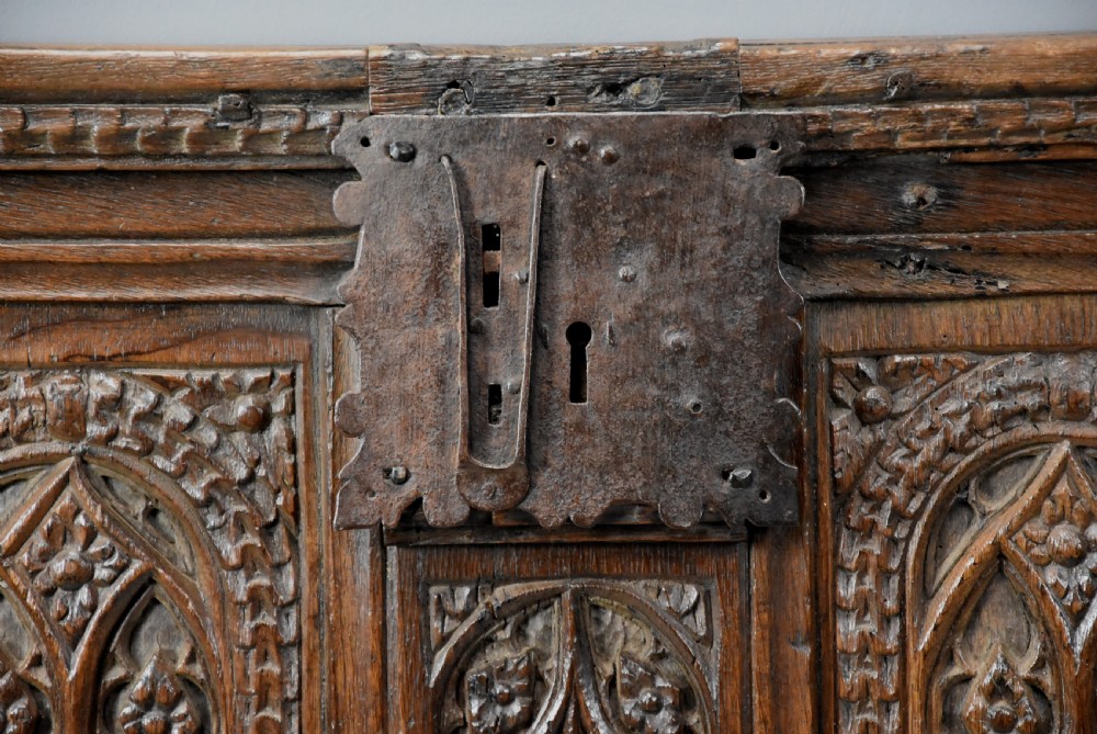 Rare late 15th century French finely carved oak panel  View X