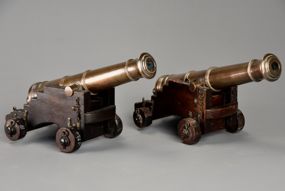 Pair of 19th century naval desk cannon View II
