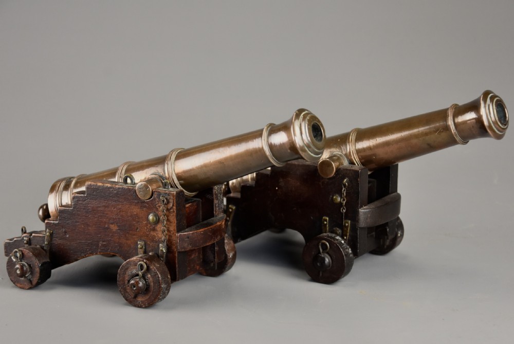 Pair of 19th century naval desk cannon View VIII